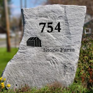 The Stone Farm granite entrance sign