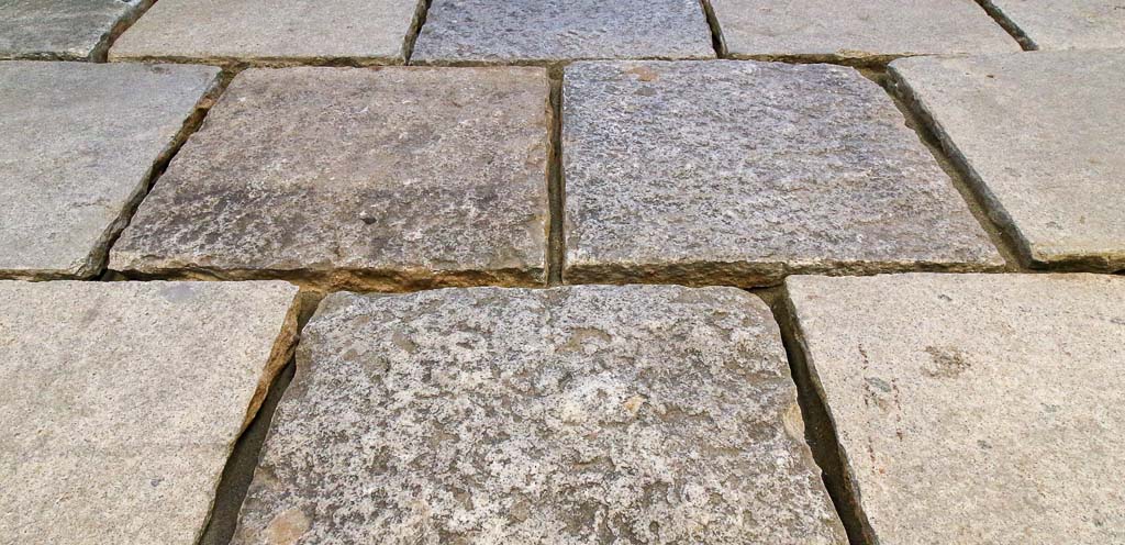 Reclaimed Granite Paving Squares up close