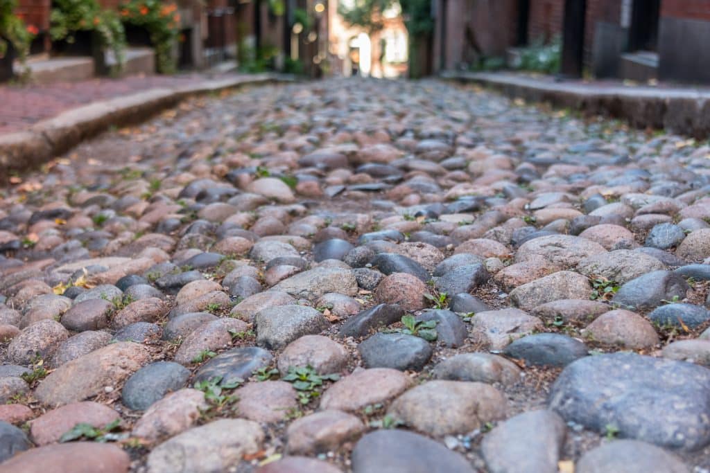 Close-up picture of natural cobblestone pavers.