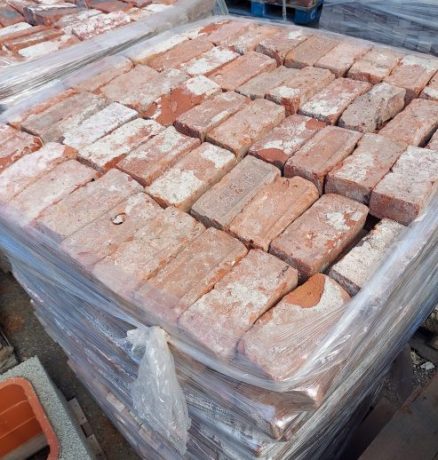 Building bricks stacked in a pallet