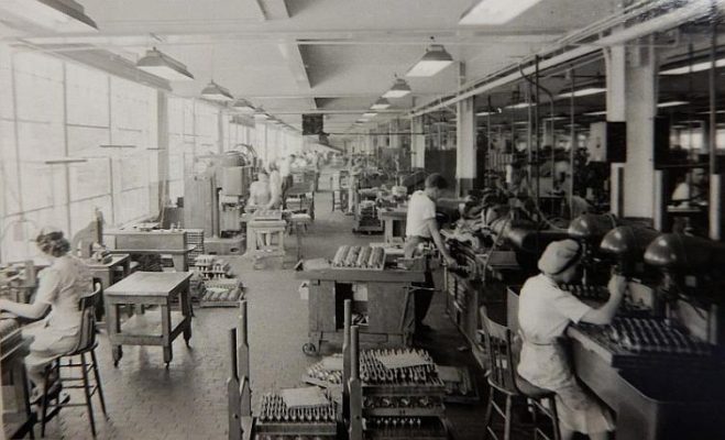 Workers at their stations in the Draper Mill in the 1940's.