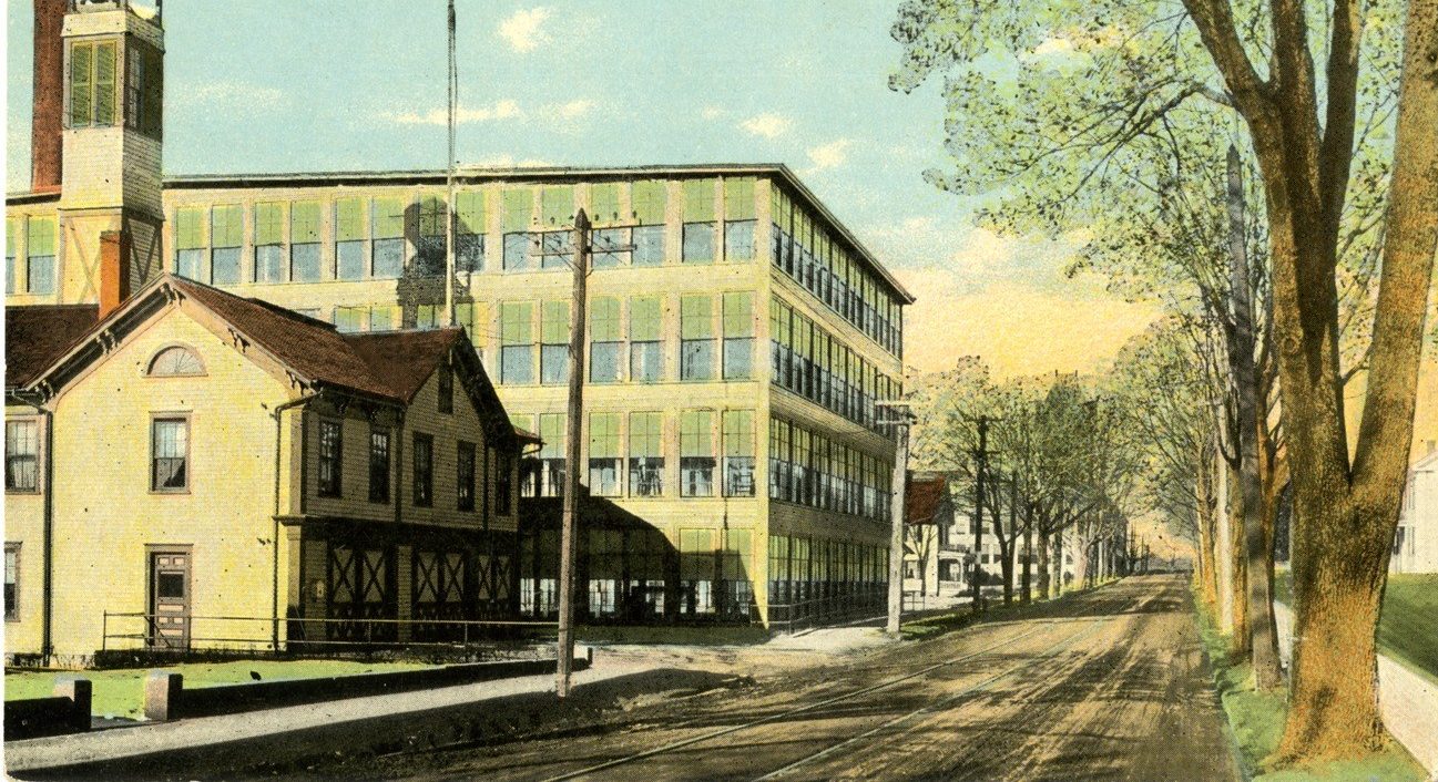 An old image of the Draper Mill, a textile mill whose brick was reclaimed upon it's demolition.