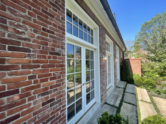 Reclaimed face brick used for a home's exterior walls.