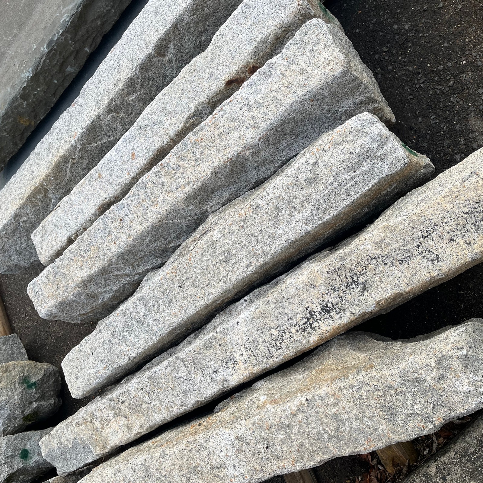 closeup of curb-grade-reclaimed curbing.