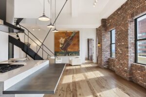 Reclaimed thin brick veneer in a Manhattan industrial-chic interior